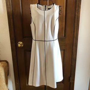 Ann Taylor White Dress with Black Piping